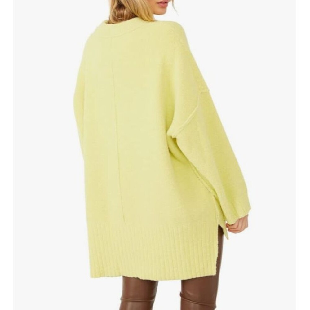 Free People Peaches Slouchy Oversize Sweater Tunic Celery Neon Green Size Small - Picture 4 of 12